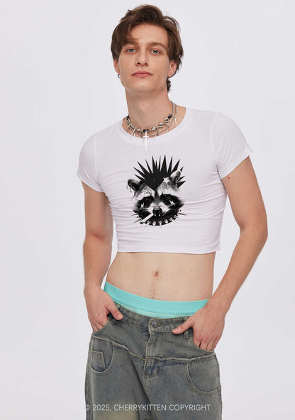 Punk Raccoon Y2K Baby Tee Cherrykitten