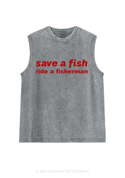 Save A Fish Y2K Washed Muscle Tank Cherrykitten