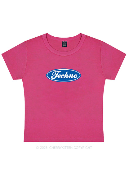 Oval Techno Y2K Baby Tee Cherrykitten