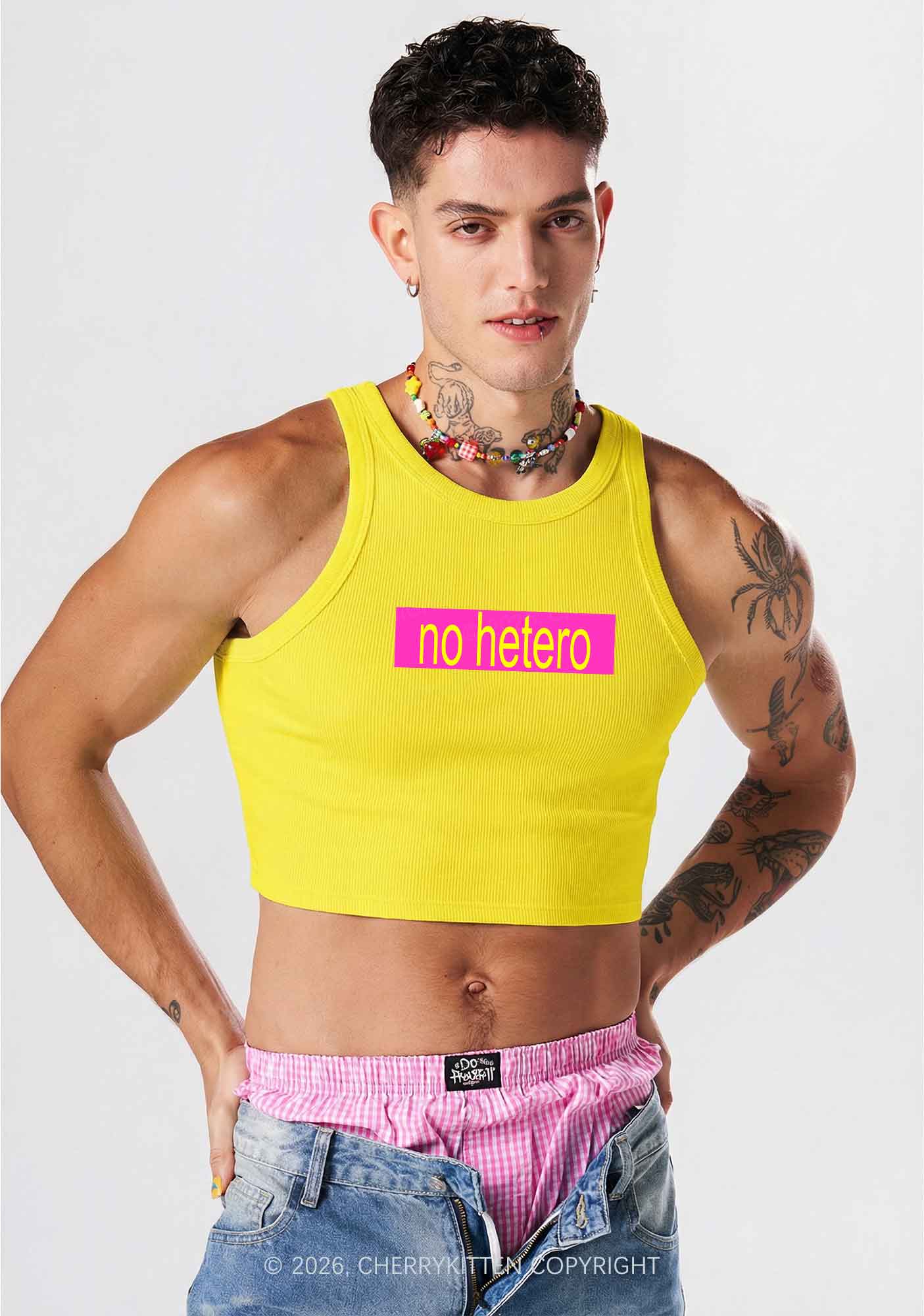 No Hetero Pride Y2K Crop Tank Top Cherrykitten