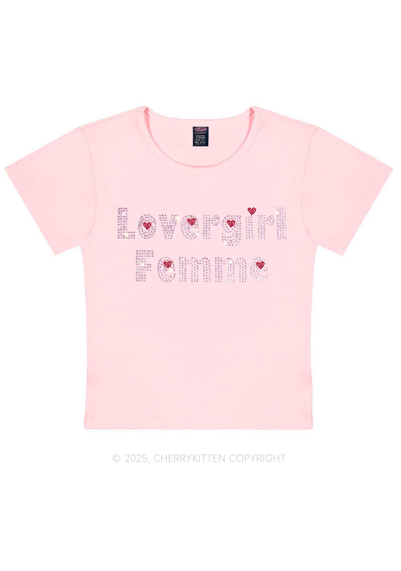 Rhinestone Lovergirl Femme Y2K Baby Tee Cherrykitten