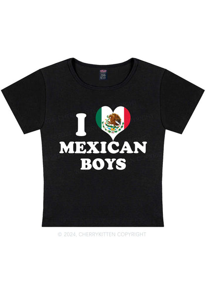 I Love Boys Custom Photo Y2K Baby Tee Cherrykitten