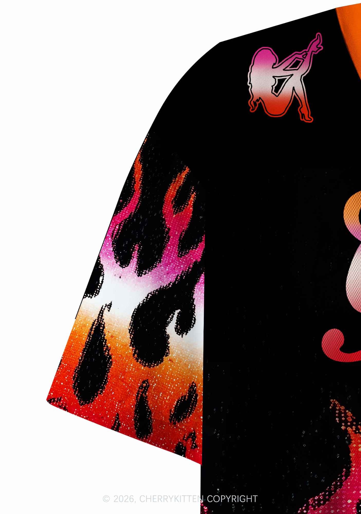Girl Kisser Lesbian Flame Pride Y2K Crop Sport Jersey Shirts Cherrykitten