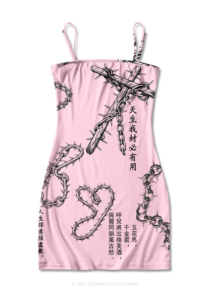 Born To Slay Y2K Print Slip Dress Cherrykitten
