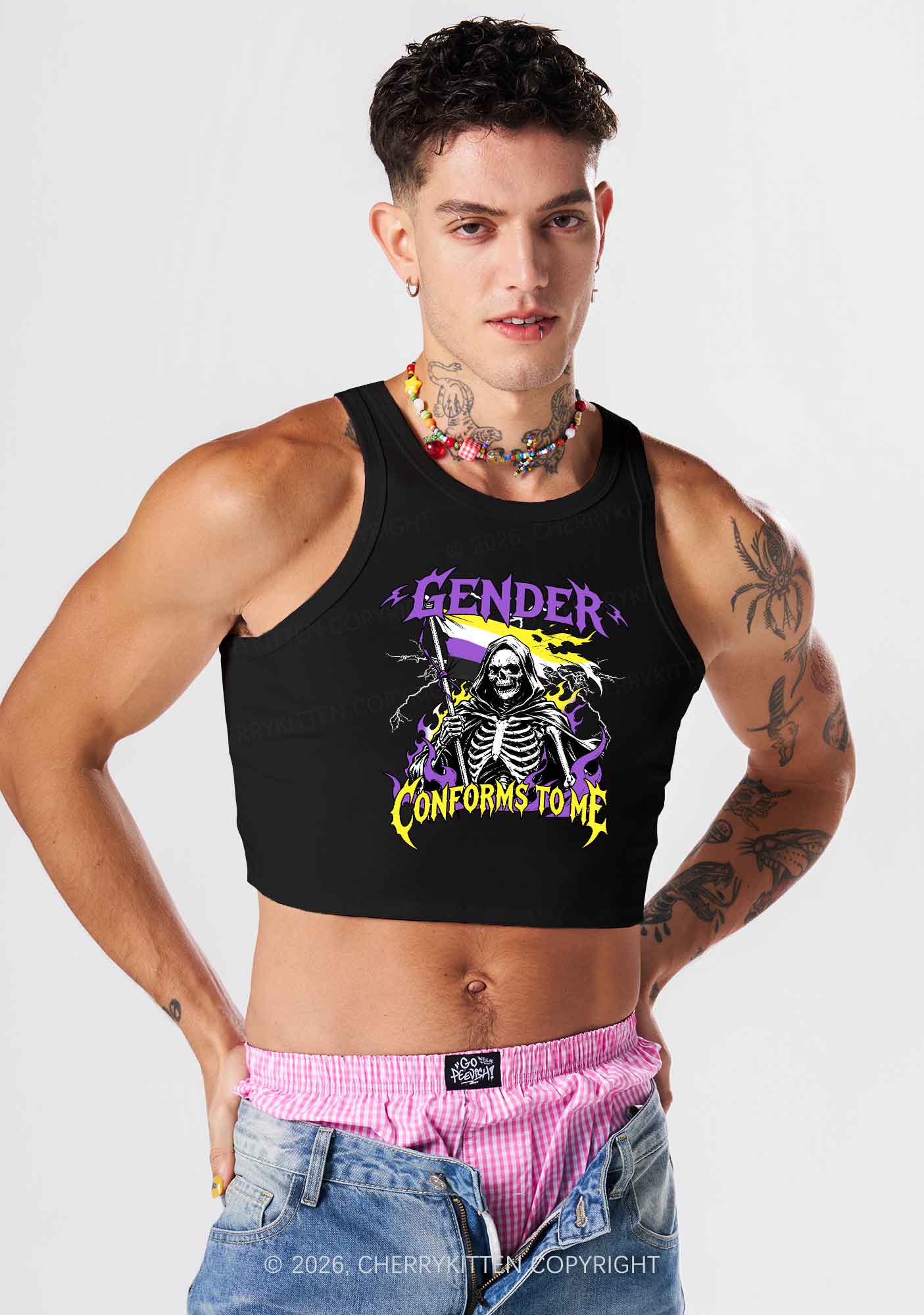 Gender Conforms To Me Pride Y2K Crop Tank Top Cherrykitten
