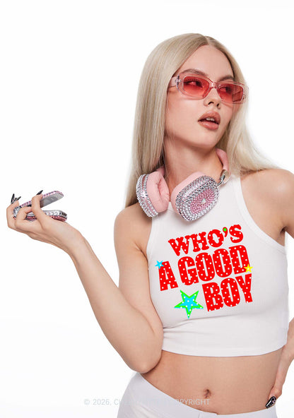 Whos A Good Boy Polka Dots Y2K Crop Tank Top Cherrykitten