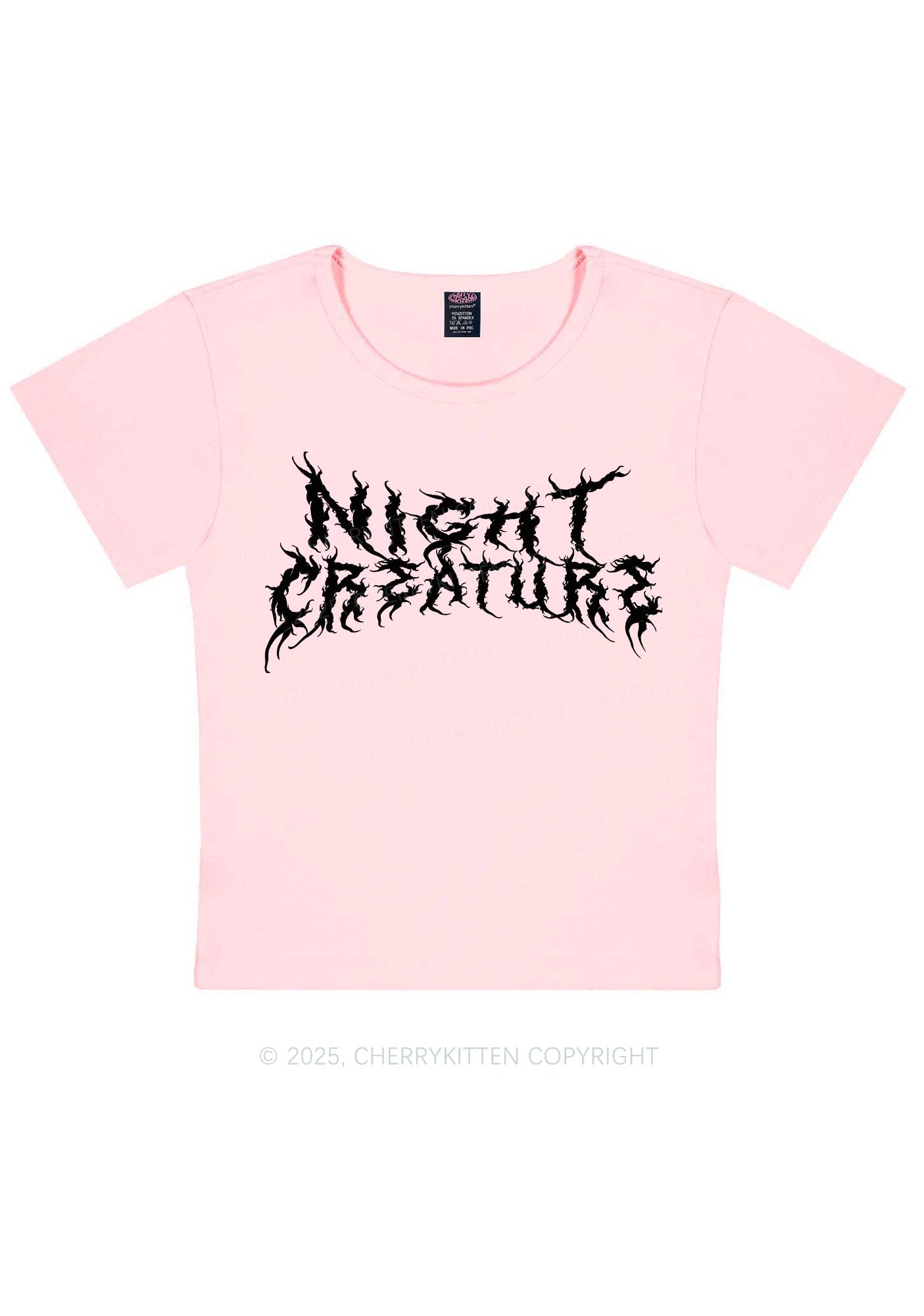 Night Creature Y2K Baby Tee Cherrykitten