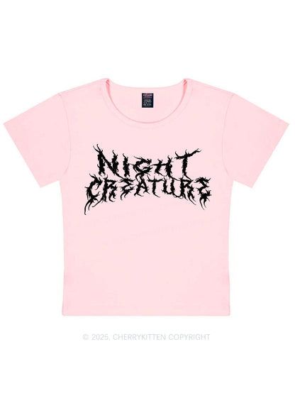 Night Creature Y2K Baby Tee Cherrykitten
