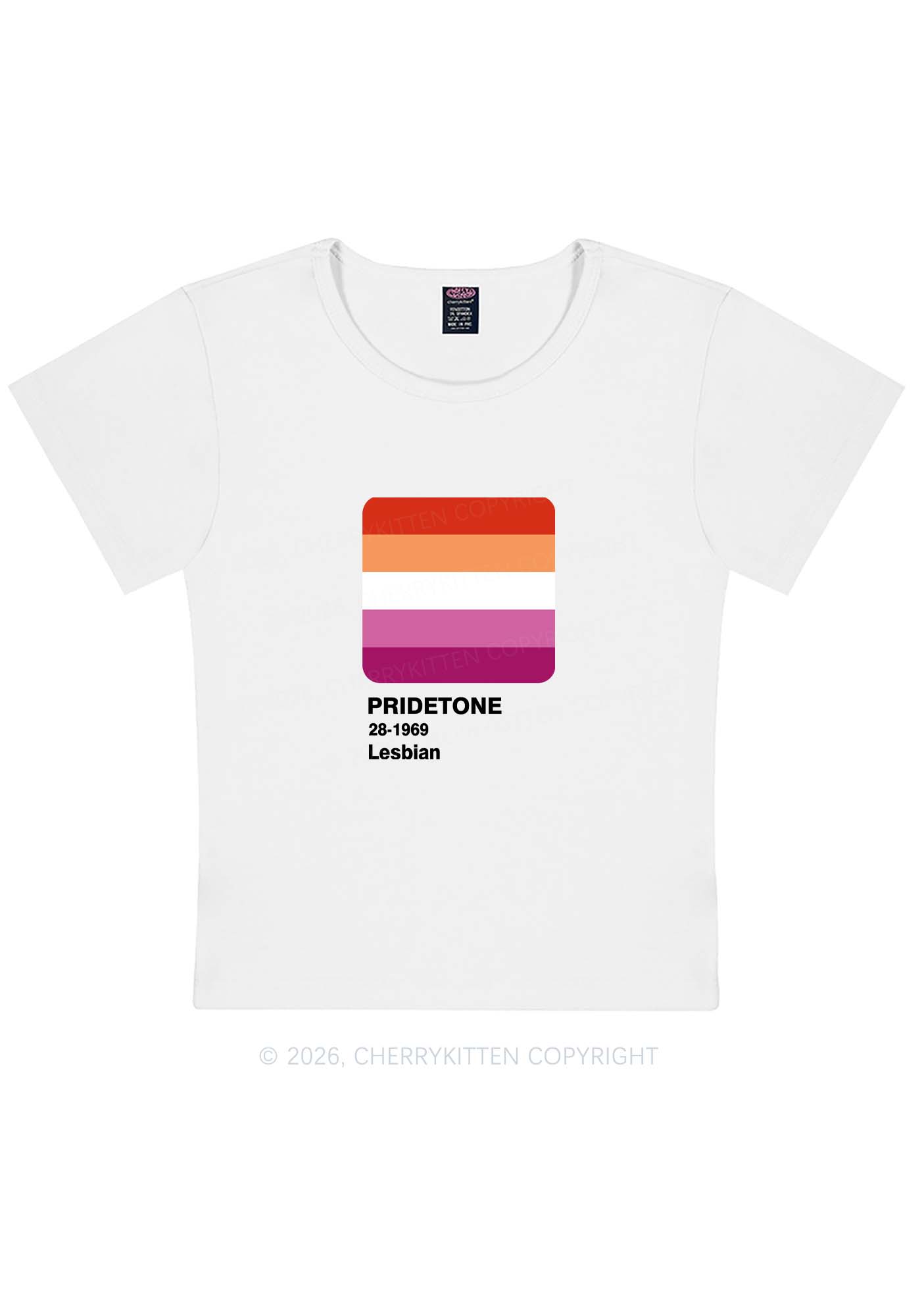 Pridetone Lesbian Pride Y2K Baby Tee Cherrykitten