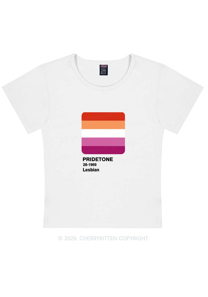 Pridetone Lesbian Pride Y2K Baby Tee Cherrykitten