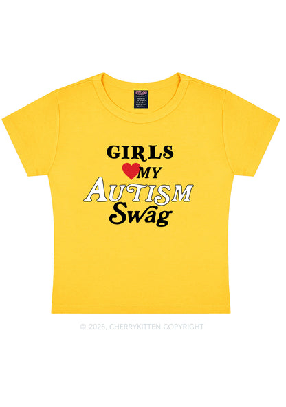 Girls Love Autism Swag Y2K Baby Tee Cherrykitten