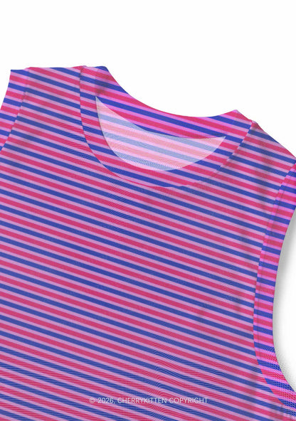 Bisexual Stripes Pride Y2K Mesh Muscle Tank Cherrykitten