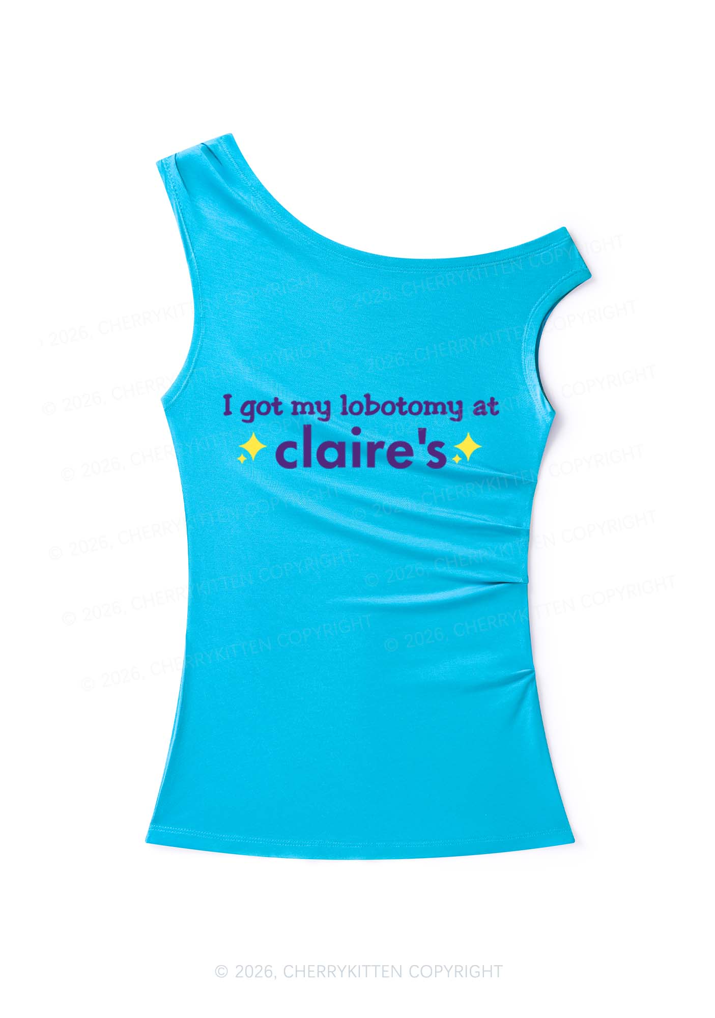 I Got My Lobotomy At Claires Y2K Off Shoulder Tank Top Cherrykitten