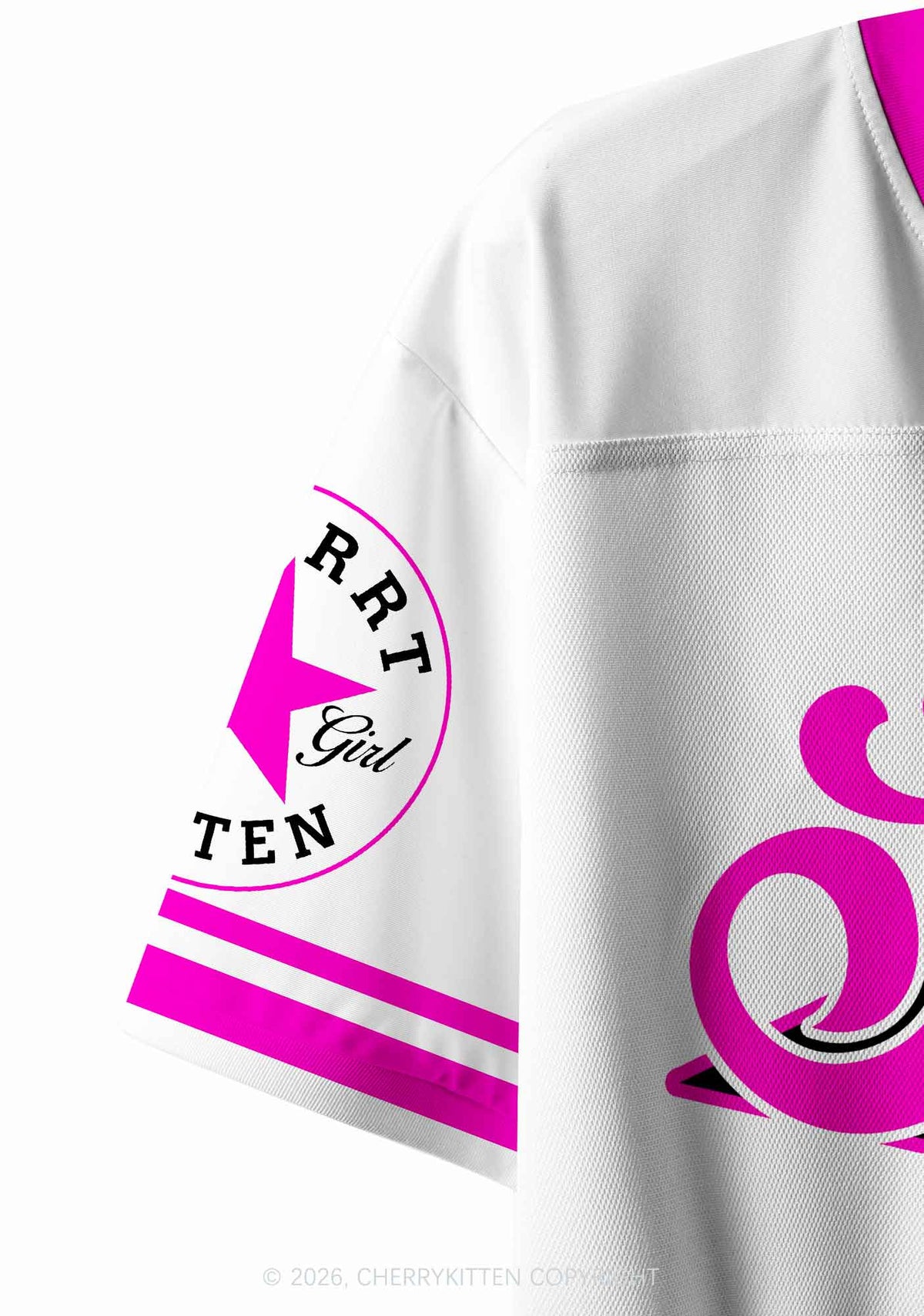 White Stargirl Y2K Crop Sport Jersey Shirts Cherrykitten
