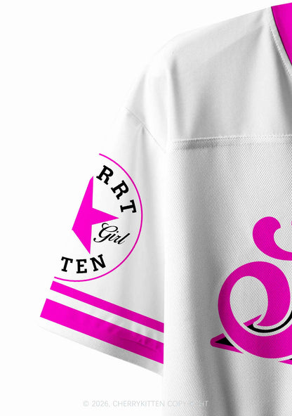 White Stargirl Y2K Crop Sport Jersey Shirts Cherrykitten