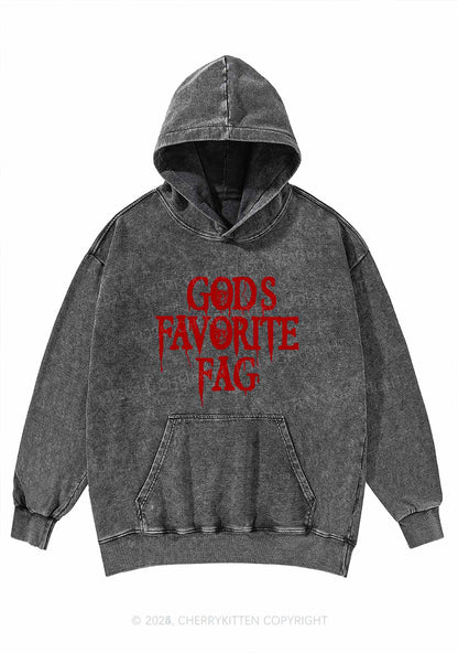Halloween Gods Favorite Fag Pride Y2K Washed Hoodie Cherrykitten