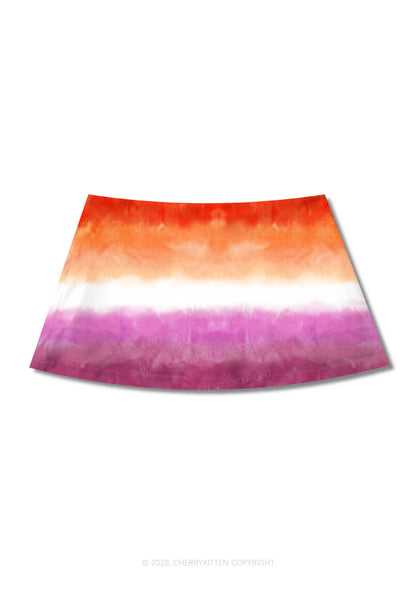 Lesbian Flag Pride Y2K Print Mini Skirt Cherrykitten