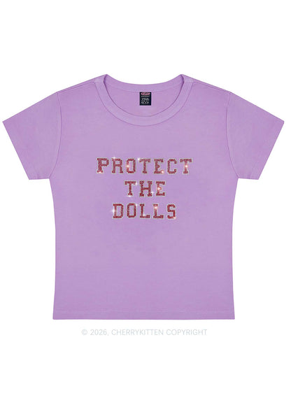 Rhinestone Protect The Dolls Pride Y2K Baby Tee Cherrykitten