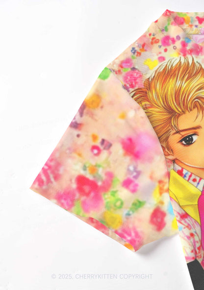 Comic Youth Y2K Mesh Crop Top Cherrykitten