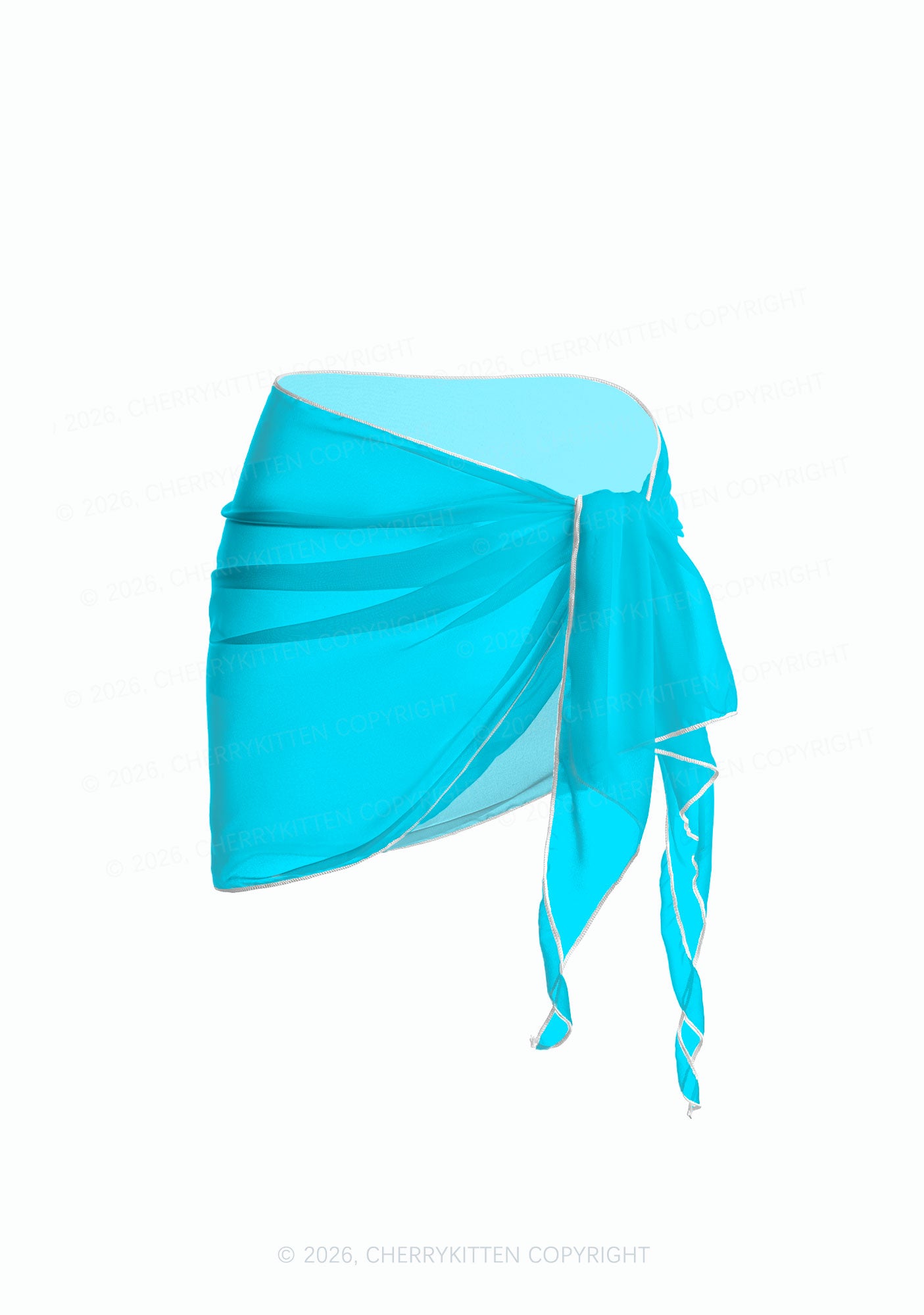 Sky Blue Plain Y2K Print Bikini Set Cherrykitten