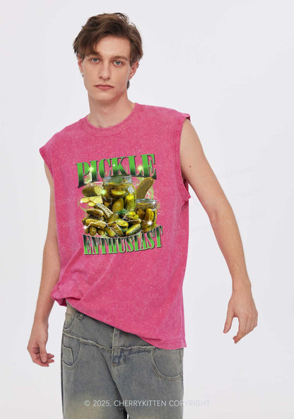 Pickle Enthusiast Y2K Washed Muscle Tank Cherrykitten