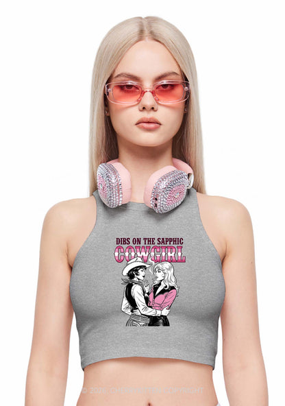 Dibs On The Sapphic Cowgirl Pride Y2K Crop Tank Top Cherrykitten