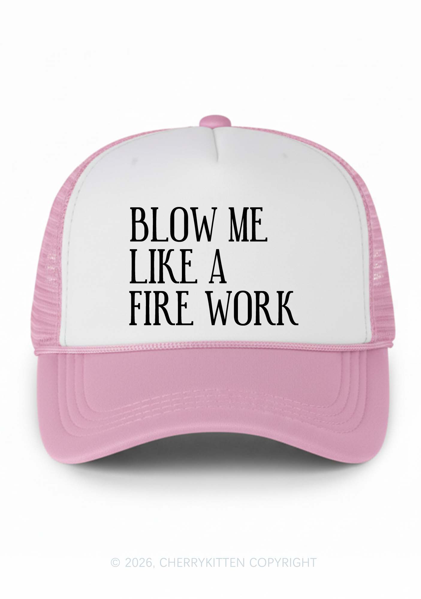 Blow Me Like Fire Work Y2K Colorblock Trucker Hat Cherrykitten