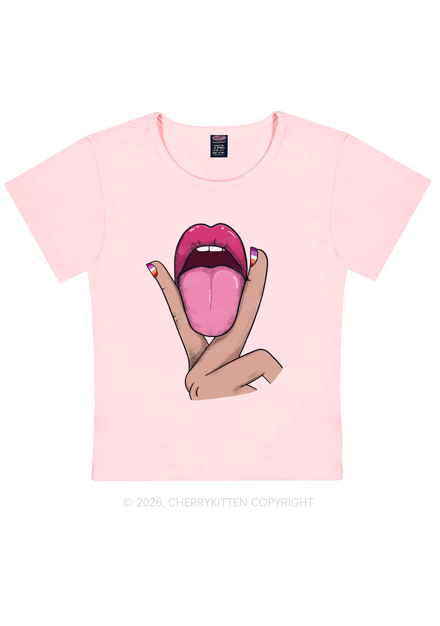 Lesbian Kissing Pride Y2K Baby Tee Cherrykitten