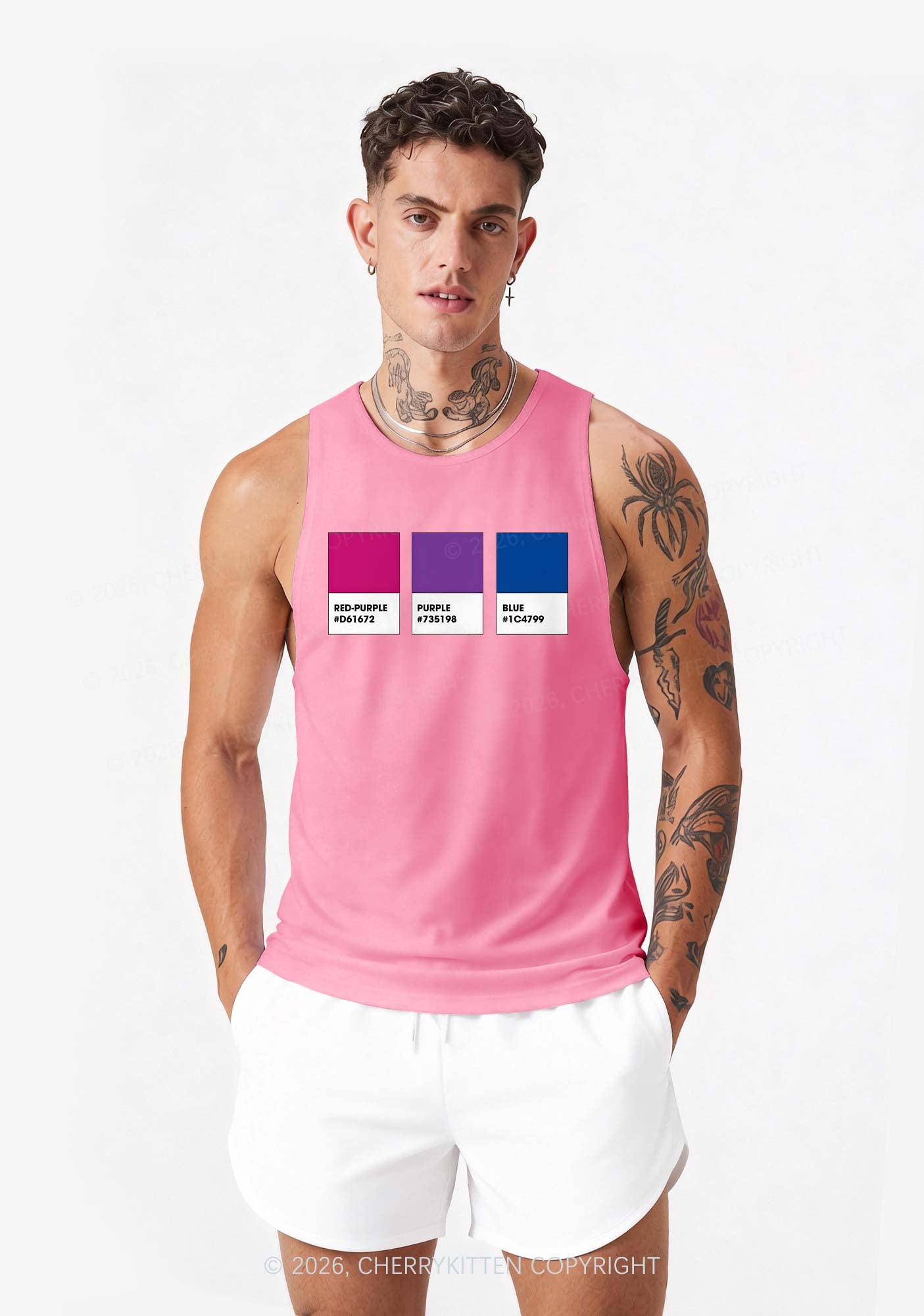 Bisexual Flag Colors Pride Y2K Men Racerback Tank Top Cherrykitten