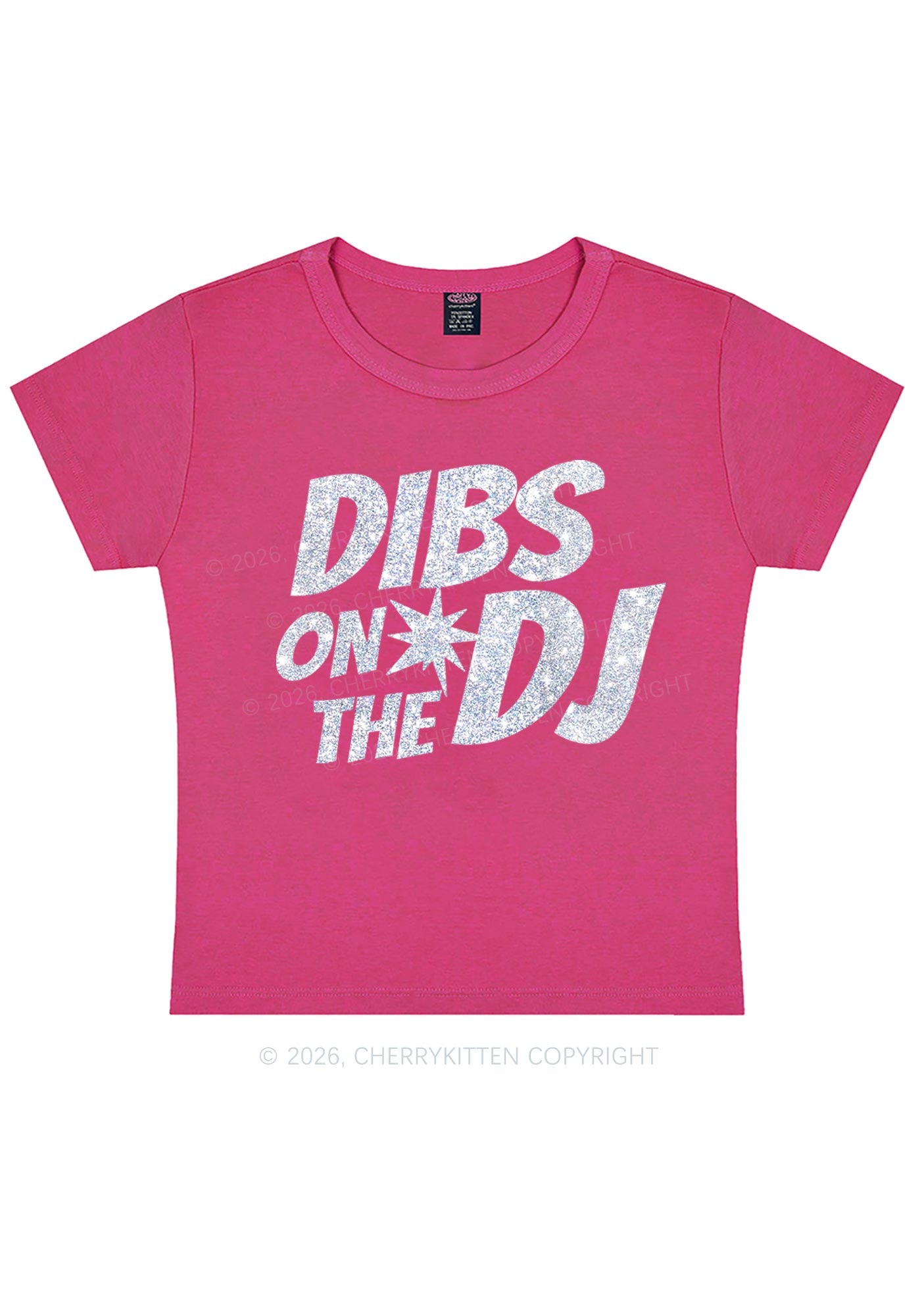 Glitter Dibs On The DJ Y2K Baby Tee Cherrykitten