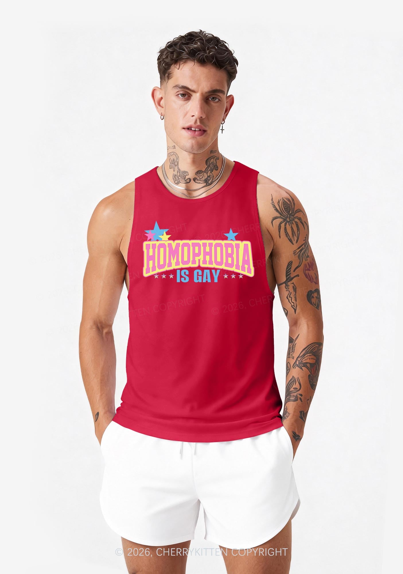 Homophobia Is Gay Pride Y2K Men Racerback Tank Top Cherrykitten