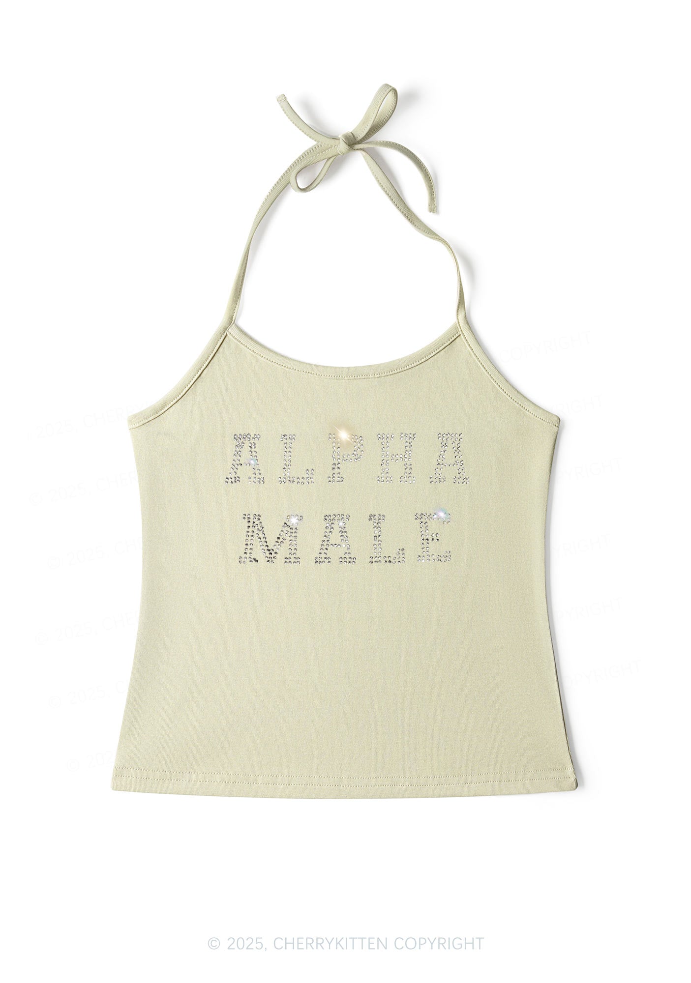 Rhinestone Alpha Male Y2K Halter Neck Cami Cherrykitten