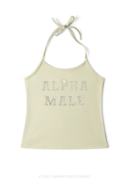 Rhinestone Alpha Male Y2K Halter Neck Cami Cherrykitten