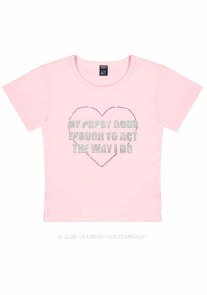 Rhinestone Good Enough To Act Y2K Baby Tee Cherrykitten
