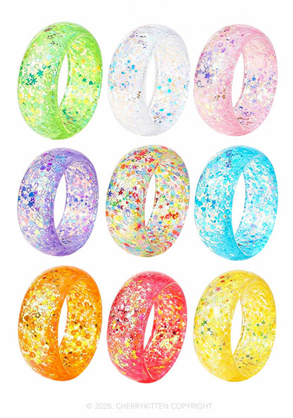 Glitter Sequins Jelly Color Y2K Cuff Bangle Cherrykitten