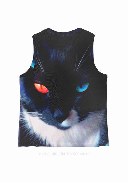 Odd Eyed Cat Y2K Mesh Muscle Tank Cherrykitten