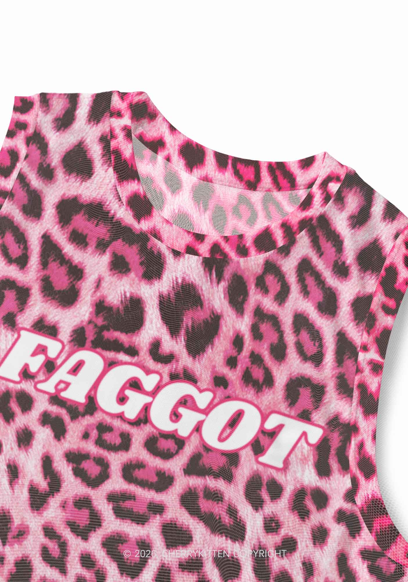 Pink Leopard Faggot Pride Y2K Mesh Muscle Tank Cherrykitten