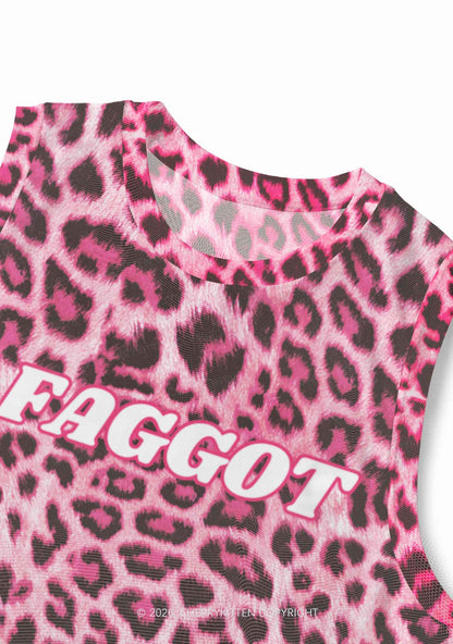Pink Leopard Faggot Pride Y2K Mesh Muscle Tank Cherrykitten