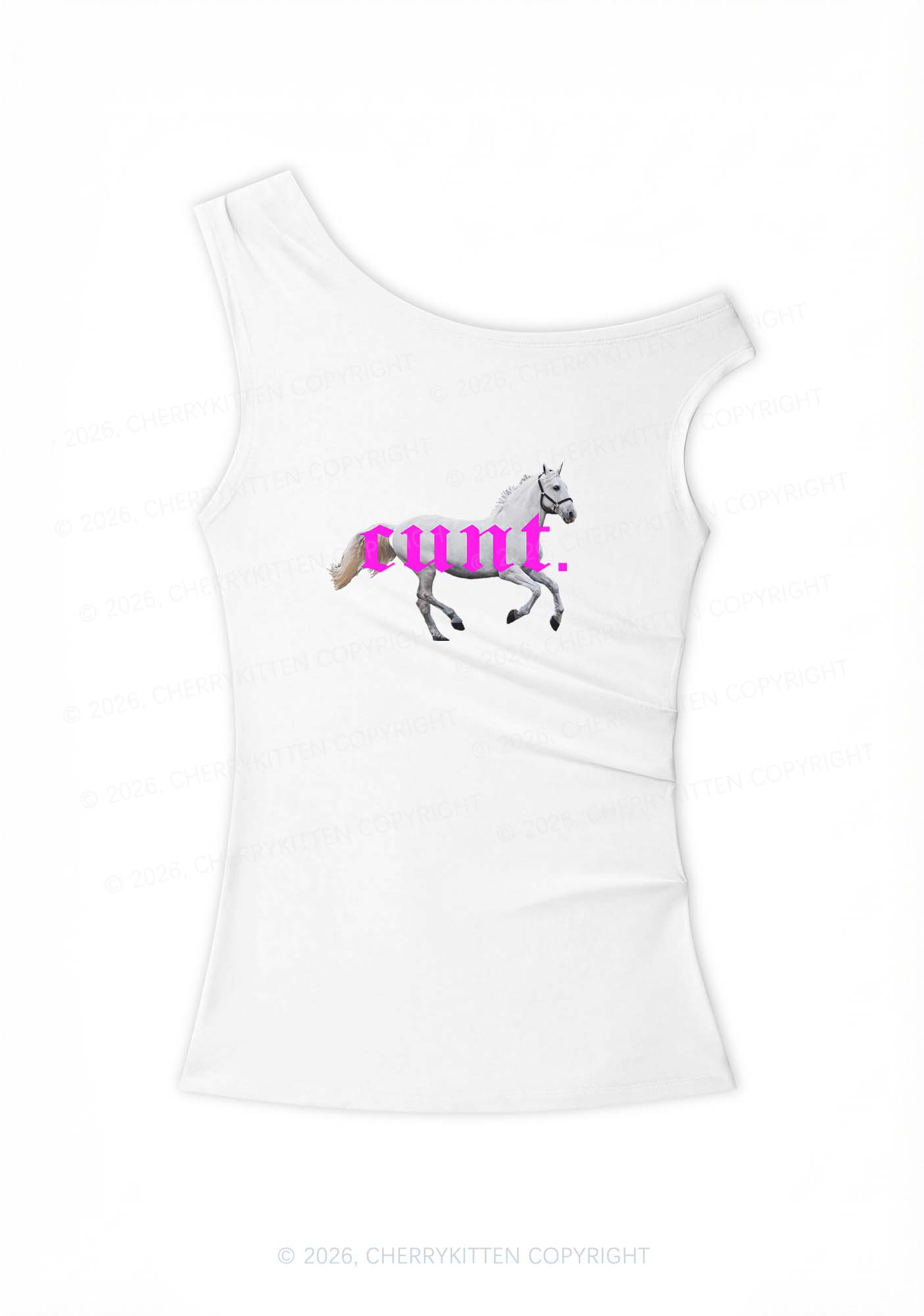 Cxxt Horse Y2K Off Shoulder Tank Top Cherrykitten