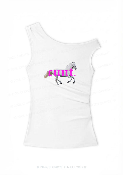 Cxxt Horse Y2K Off Shoulder Tank Top Cherrykitten
