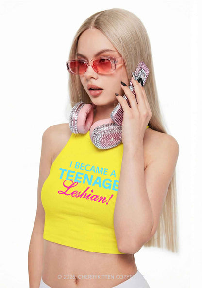 I Became A Teenage Lesbian Pride Y2K Crop Tank Top Cherrykitten