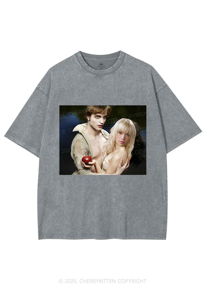 Custom Vampire Lover Photo Y2K Shirts Washed Tee Cherrykitten