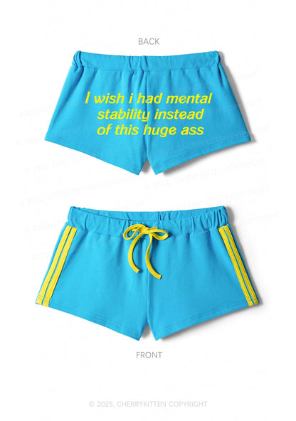 I Wish Mental Stability Y2K Drawstring Mini Shorts Cherrykitten