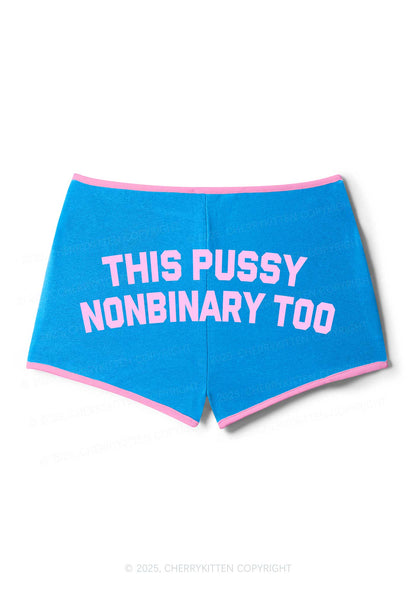This Puxxy Nonbinary Too Pride Y2K Booty Shorts Cherrykitten