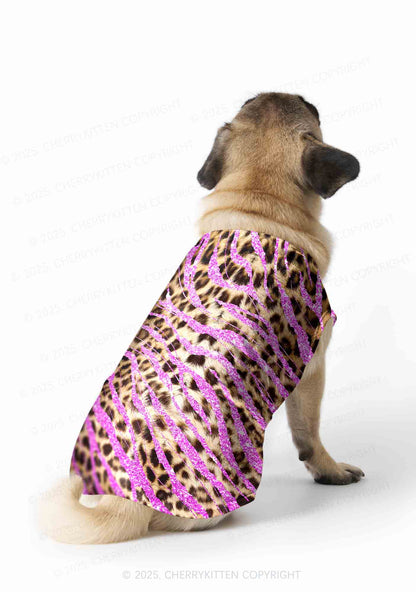 Sparkle Pink Leopard Y2K Pet Tank Top Cherrykitten