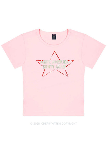 Rhinestone Make America Cxxty Again Y2K Baby Tee Cherrykitten