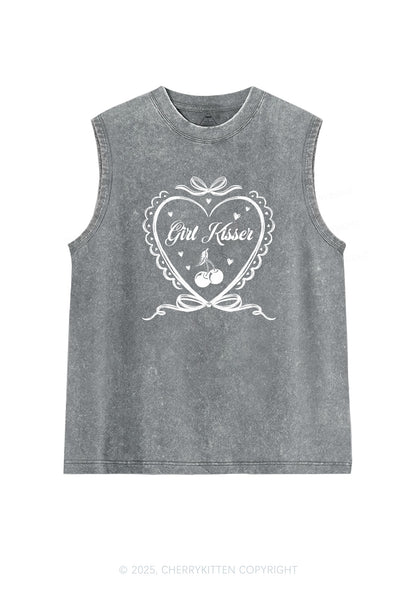 Girl Kisser Pride Y2K Washed Muscle Tank Cherrykitten