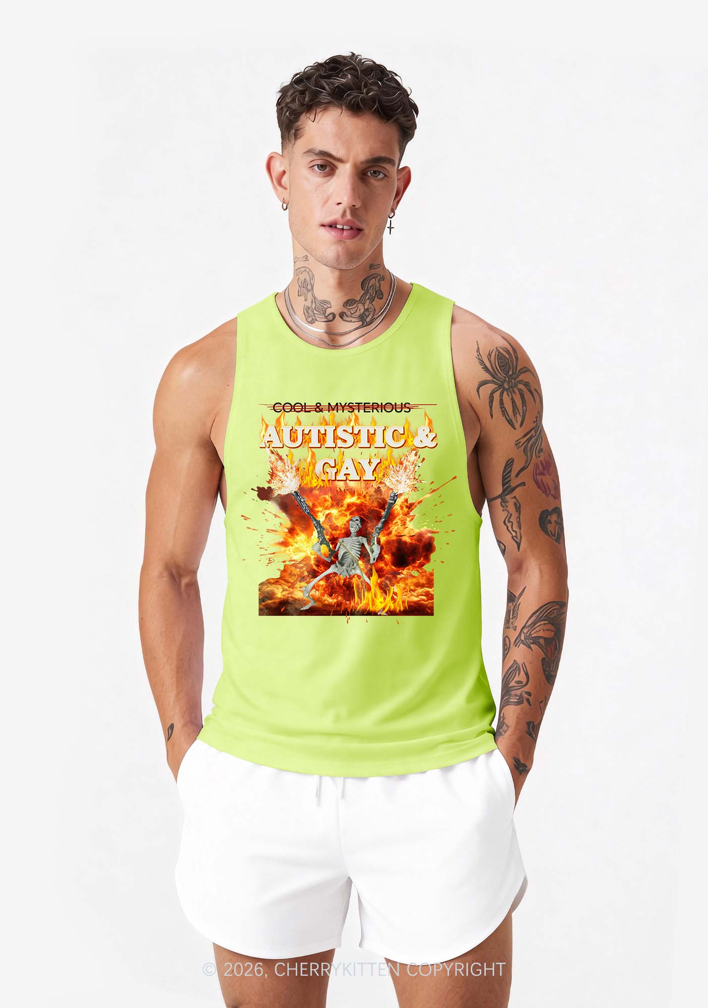 Autistic Gay Skeleton Pride Y2K Men Racerback Tank Top Cherrykitten