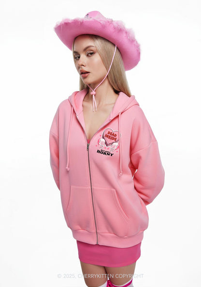 Halloween Dead Inside But Still Horxy Y2K Bunny Ear Zip Hoodie Cherrykitten