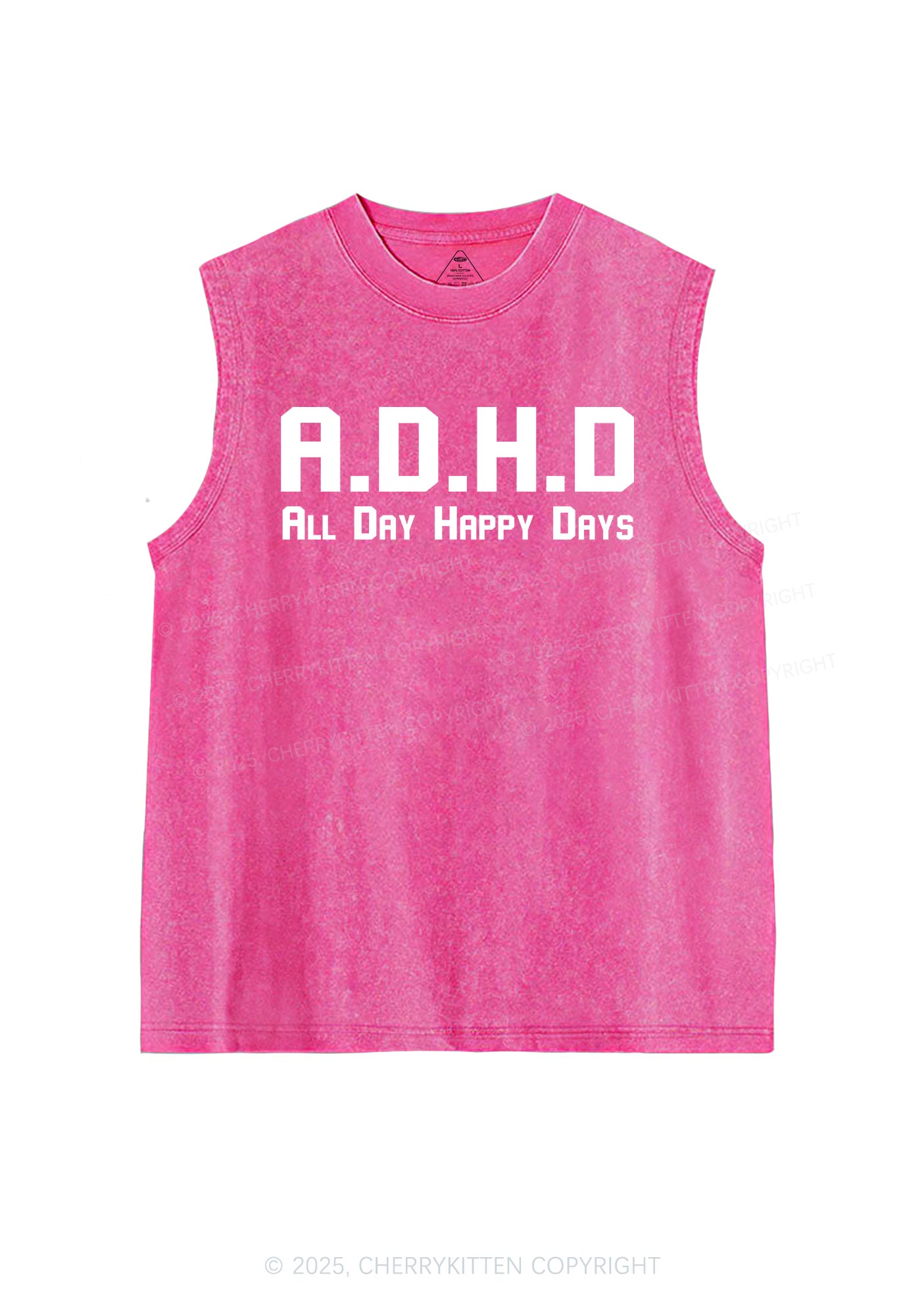 All Day Happy Days Y2K Washed Muscle Tank Cherrykitten